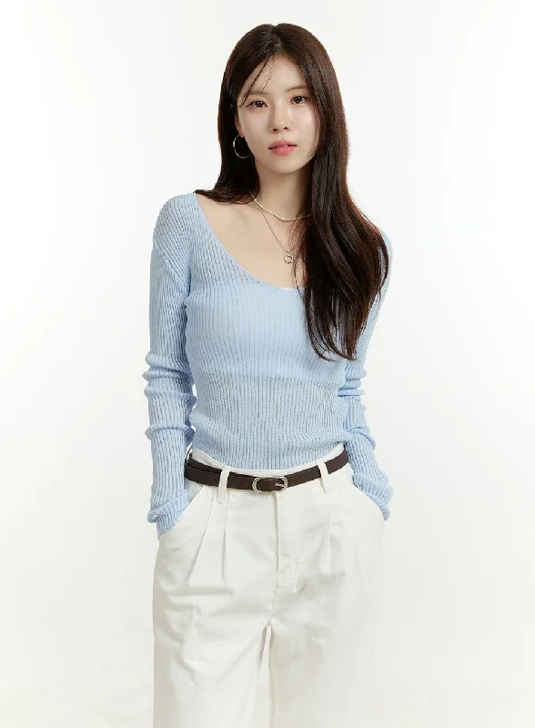 Deep U Neck Summer Sweater OU428 Country
