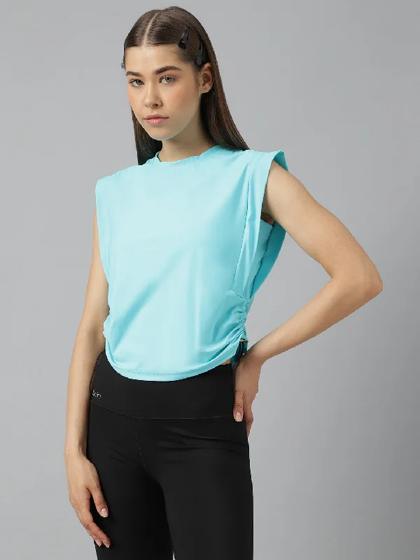 Women's side pull up crop top Monochromatic Office Style