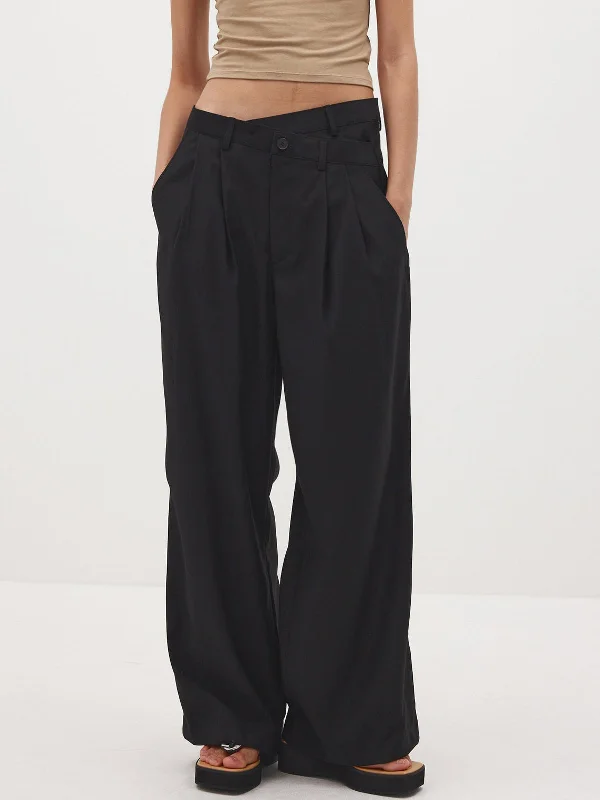 BerryBetty - Low Rise Criss Cross Suit Pants Minimalist Women's Casual