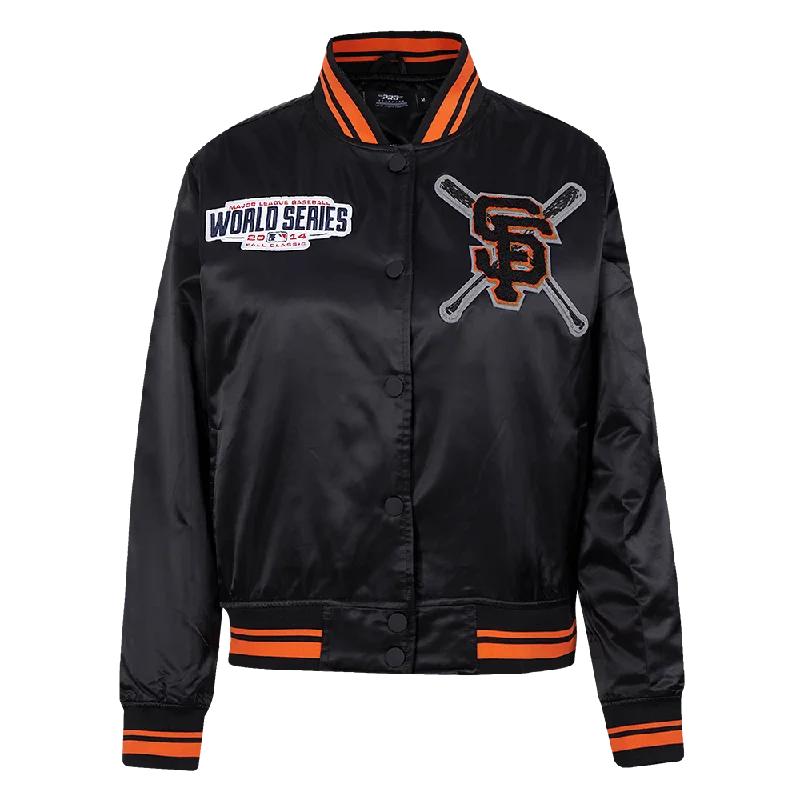 MLB SAN FRANCISCO GIANTS MASHUP WOMEN'S RIB SATIN JACKET (BLACK/ORANGE)