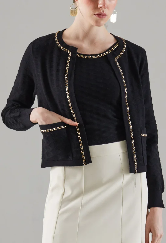 Faux Chained Knitted Jacket Tough Women's Military - inspired
