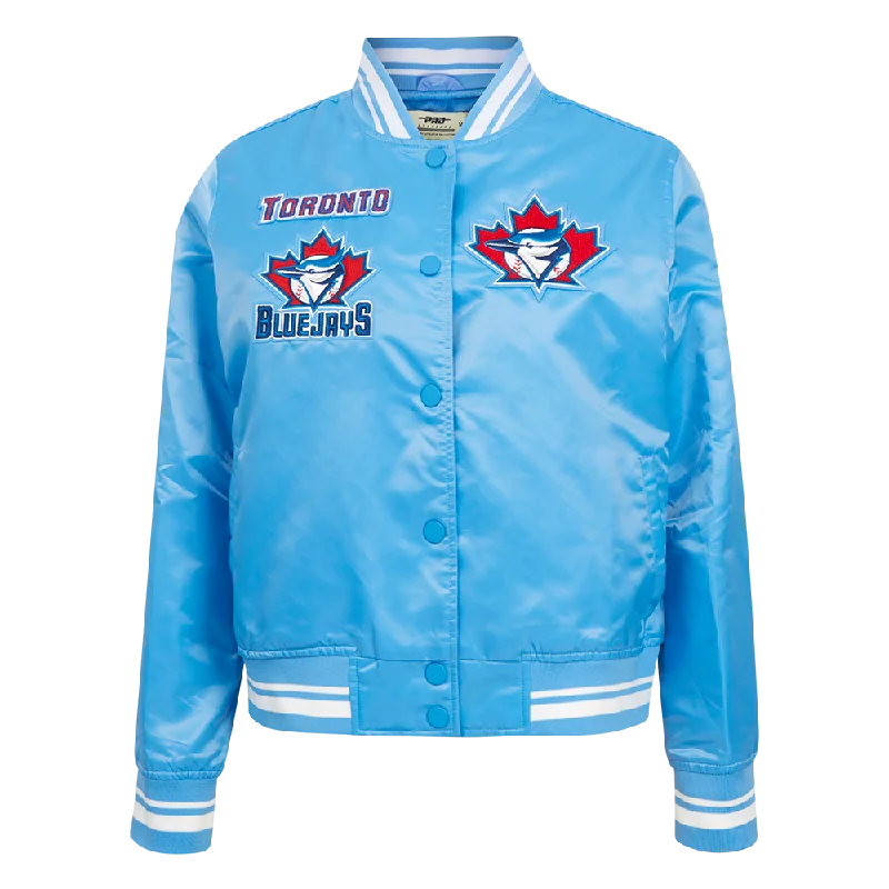 MLB TORONTO BLUE JAYS RETRO CLASSIC WOMEN'S RIB SATIN JACKET (UNIVERSITY BLUE) Bohemian Women's Free MLB TORONTO BLUE JAYS RETRO CLASSIC WOMEN'S RIB SATIN JACKET (UNIVERSITY BLUE) Bohemian Women's Free