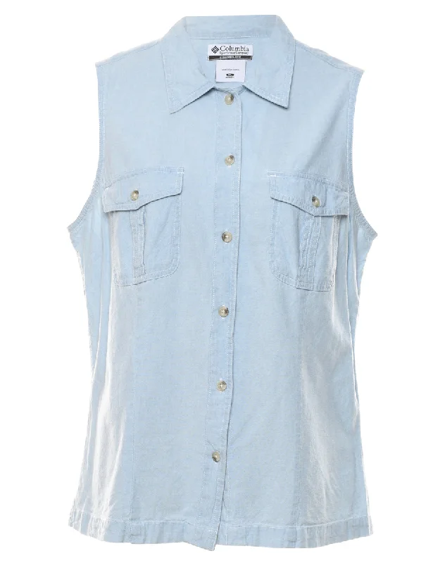 Columbia Light Wash Sleeveless Denim Shirt - L Gym