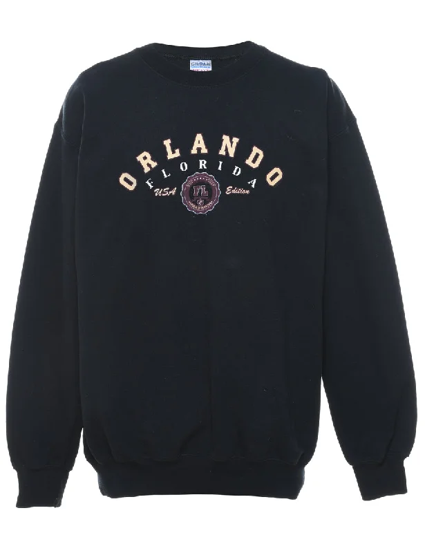 Orlando Florida Black Embroidered Sweatshirt - M