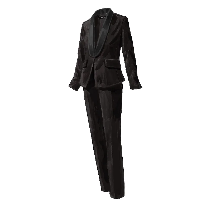 Velvet Tuxedo Blazer Earthy Women's Hemp - based