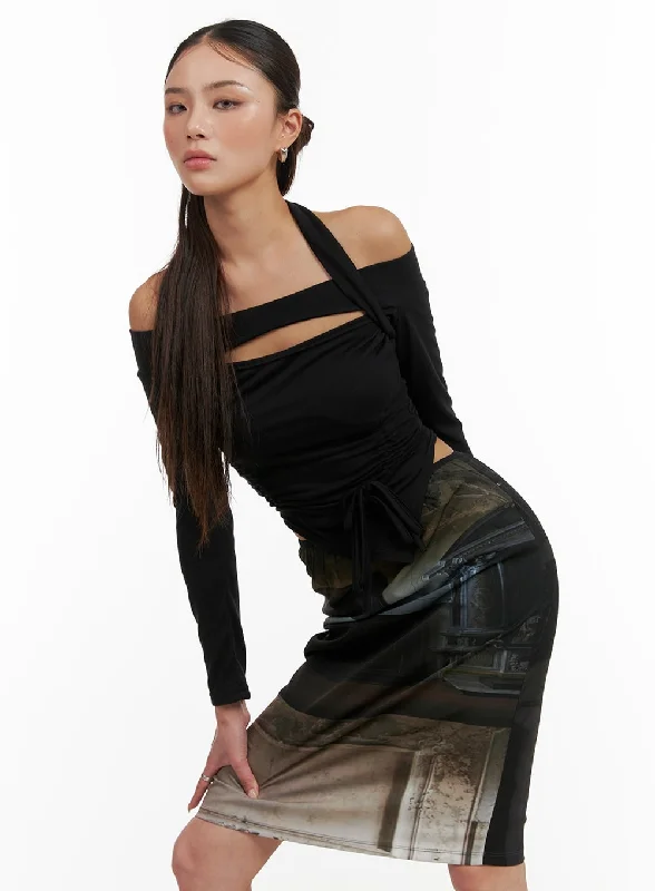 Shirred Halter Bolero Long Sleeve CY402 Scandinavian