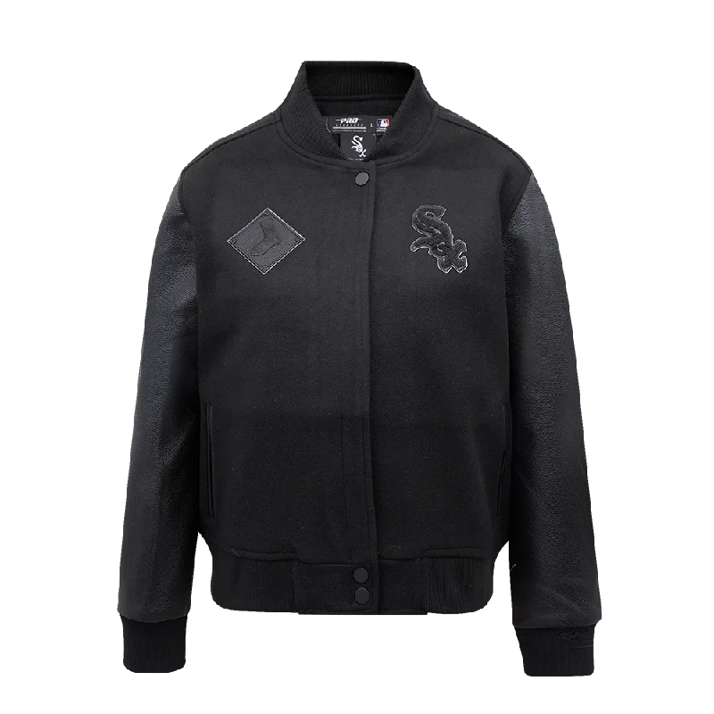 MLB CHICAGO WHITE SOX TRIPLE BLACK WOOL WOMEN'S VARSITY JACKET (TRIPLE BLACK)