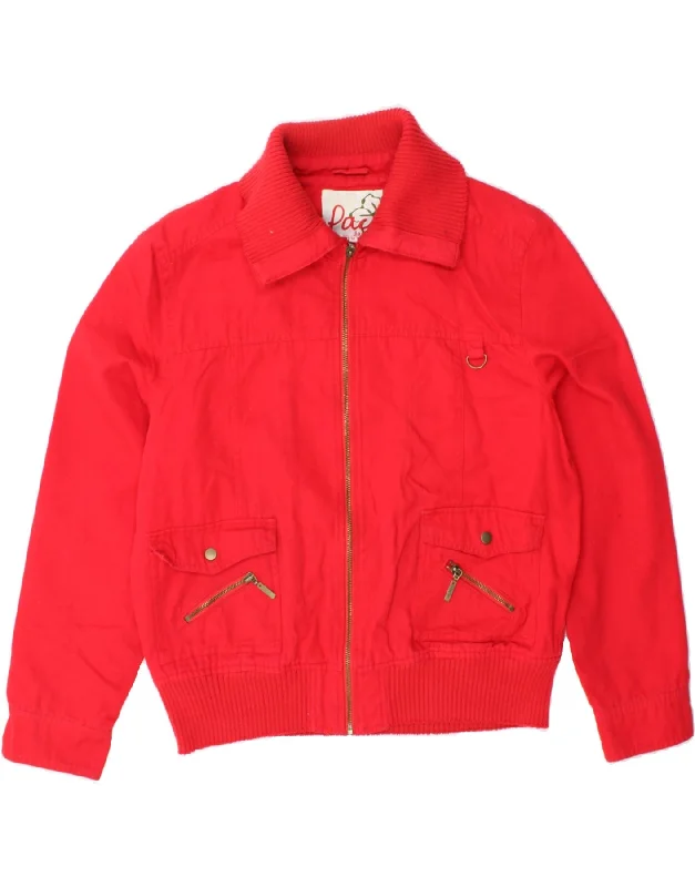 PACO Womens Bomber Jacket UK 14 Medium Red Polyester