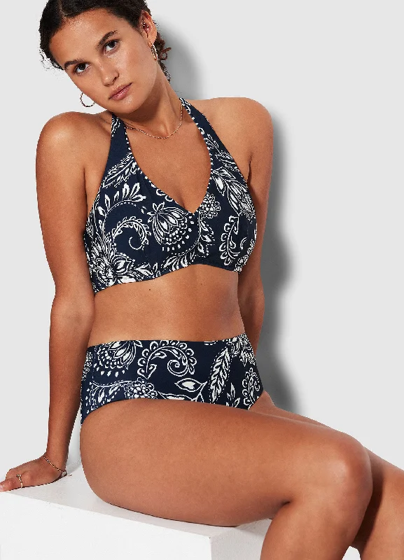 Folklore F Cup Halter Bra - True Navy purpose