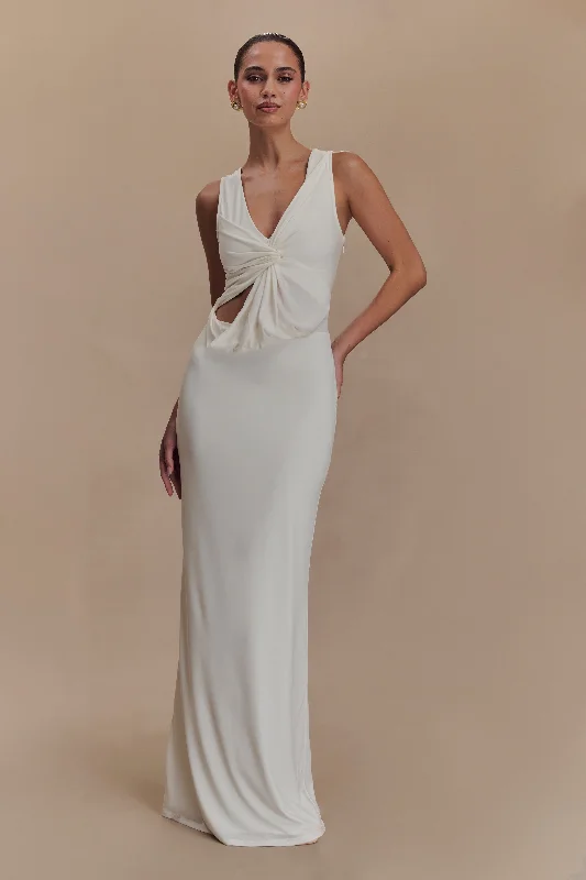 Kassidy Peached Jersey Maxi Dress - Ivory garde
