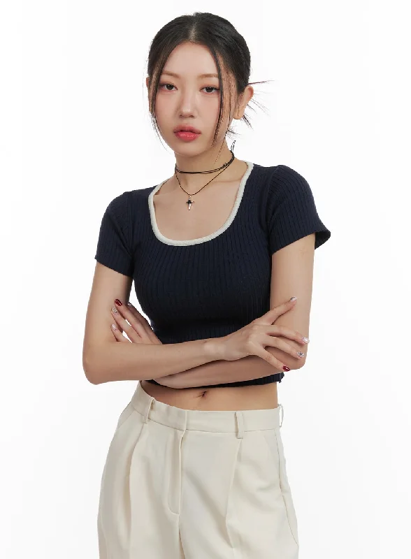 Solid U Neck Crop Top OA416 Modern Women's 