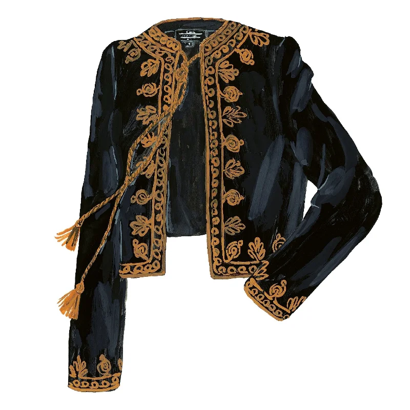 Embroidered Velvet Bolero Sleek Women's Metallic