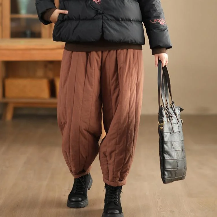 Babakud Women Winter Retro Classic Solid Colors Quilted Thickened Cotton Pants Bold Women's Animal Print Babakud Women Winter Retro Classic Solid Colors Quilted Thickened Cotton Pants Bold Women's Animal Print