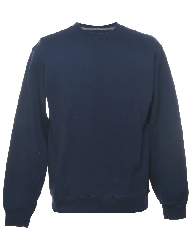 Navy Plain Sweatshirt - M Laid - back Women's Vibe
