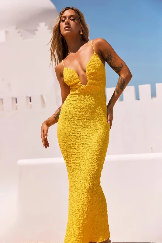Sweet Talk Midi Dress - Yellow Adventure