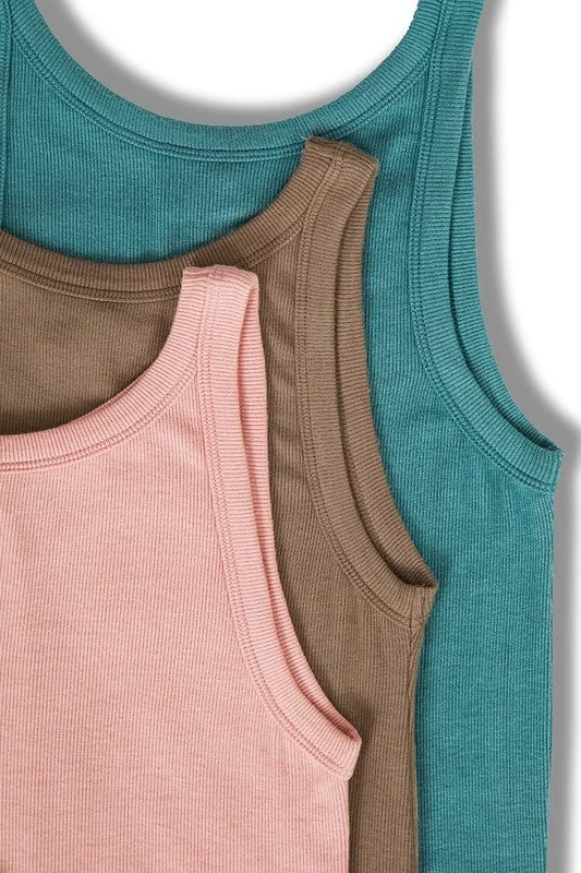 RAYON RIBBED TANK TOP Monochromatic Office Style