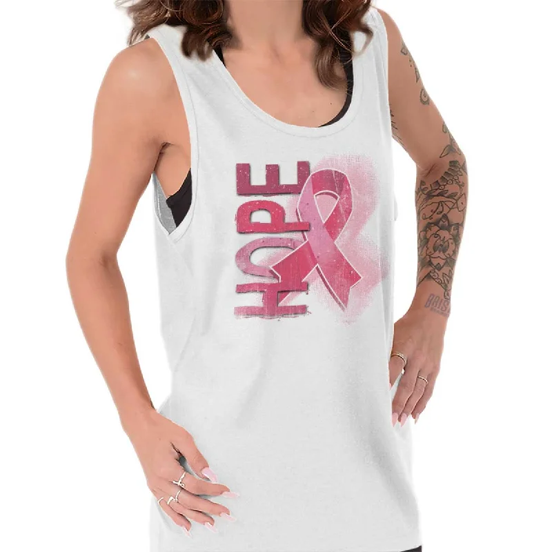 Hope Pink Ribbon Tank Top Classic Women's Pin - striped