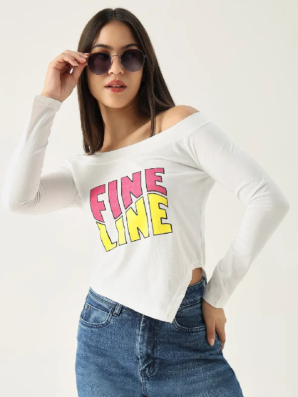 Women Graphic White T Shirt Stylish Women's Neon