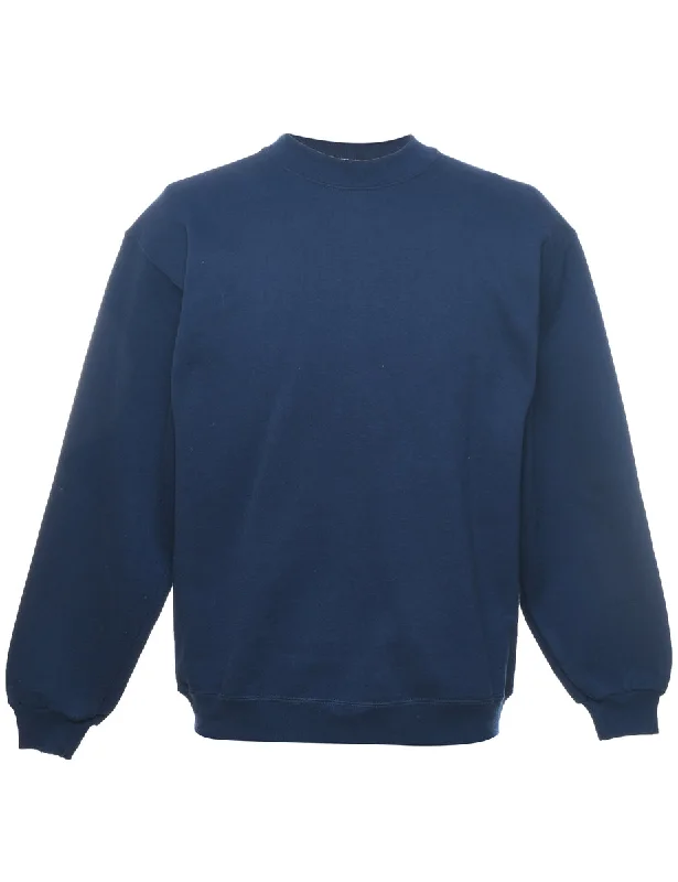Navy Plain Sweatshirt - M Dapper Women's 1920S