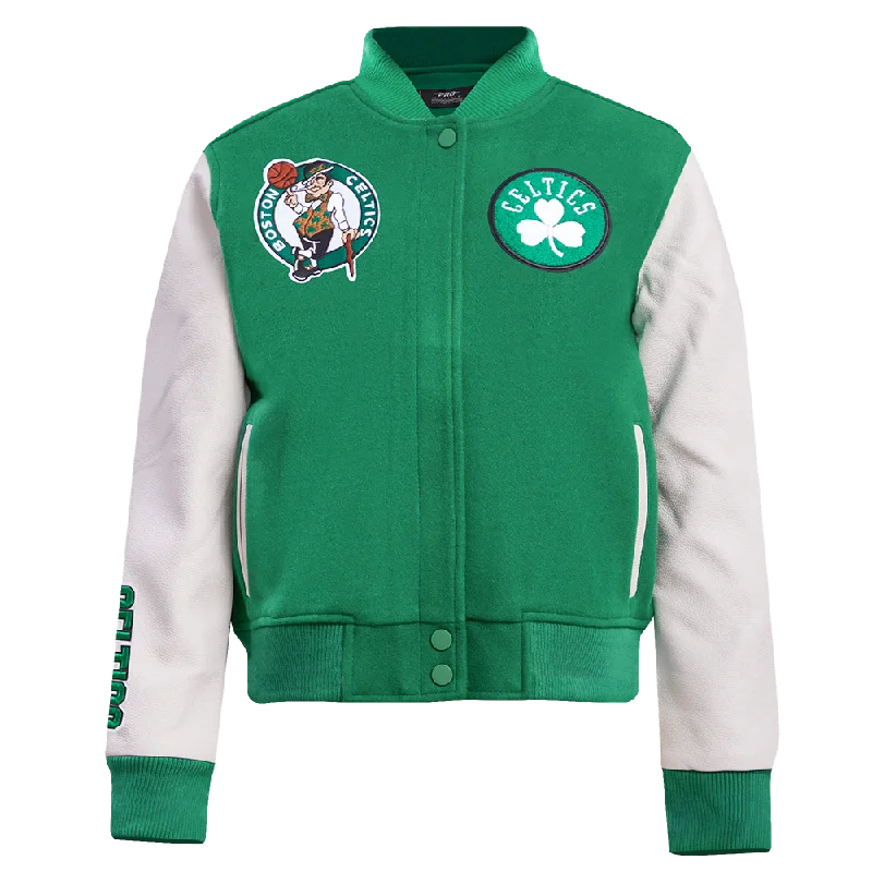NBA BOSTON CELTICS CLASSIC WOMEN'S WOOL VARSITY JACKET (KELLY GREEN/ WHITE) Sophisticated Women's NBA BOSTON CELTICS CLASSIC WOMEN'S WOOL VARSITY JACKET (KELLY GREEN/ WHITE) Sophisticated Women's