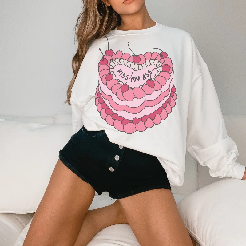 Kiss My Ass Cake Retro Sweatshirt Modern Women's 