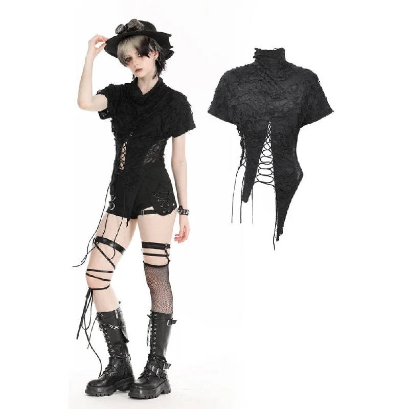 Women's Punk Ripped Lace-up Crop Top Cozy Women's Winter