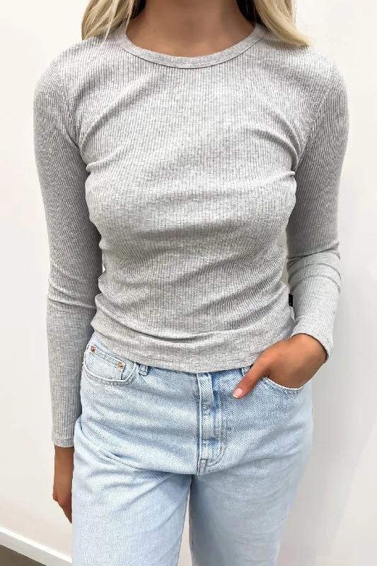 Eve Rib Baby Long Sleeve Grey Marle Dynamic Women's Moto