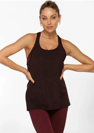 Lorna Jane Trek Invisible Active Tank - Maroon Marl Trendy Women's 