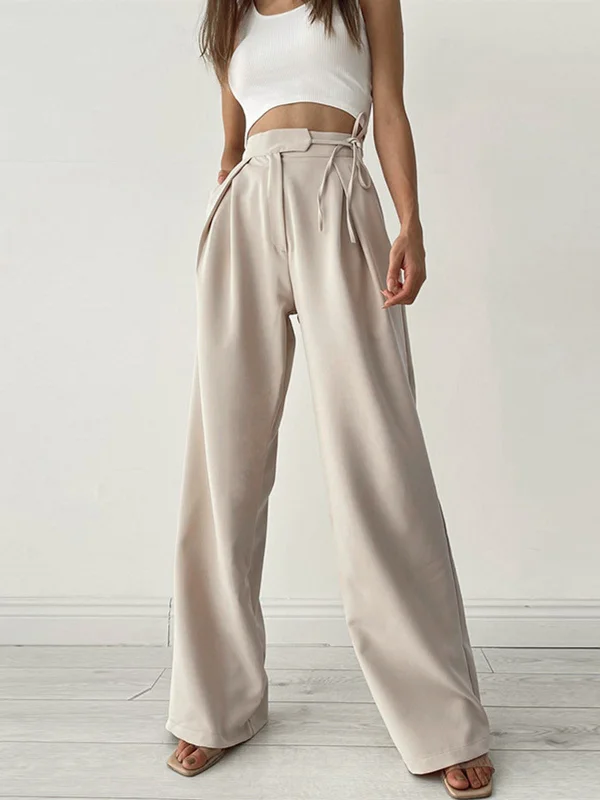 BerryBetty - Palazzo Tied Wide Leg Dress Pants Sharp Women's Italian