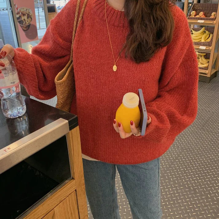 Vintage Pullover Thickened Autumn and Winter Loose Knitted Sweater S4947 Preppy Women's College Vintage Pullover Thickened Autumn and Winter Loose Knitted Sweater S4947 Preppy Women's College