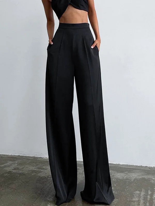 BerryBetty - Oversized Satin Wide Leg Dress Pants