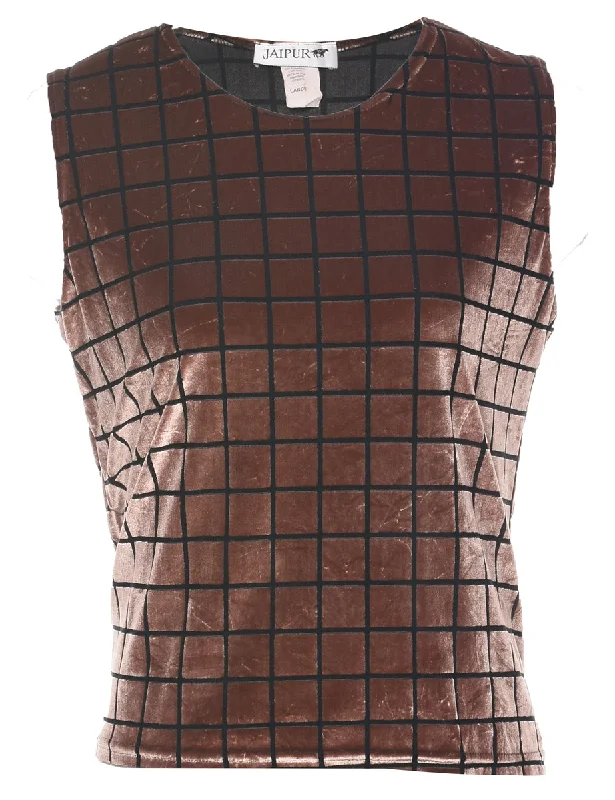 Checked Velvet Evening Top - M Practical Women's Multi - 