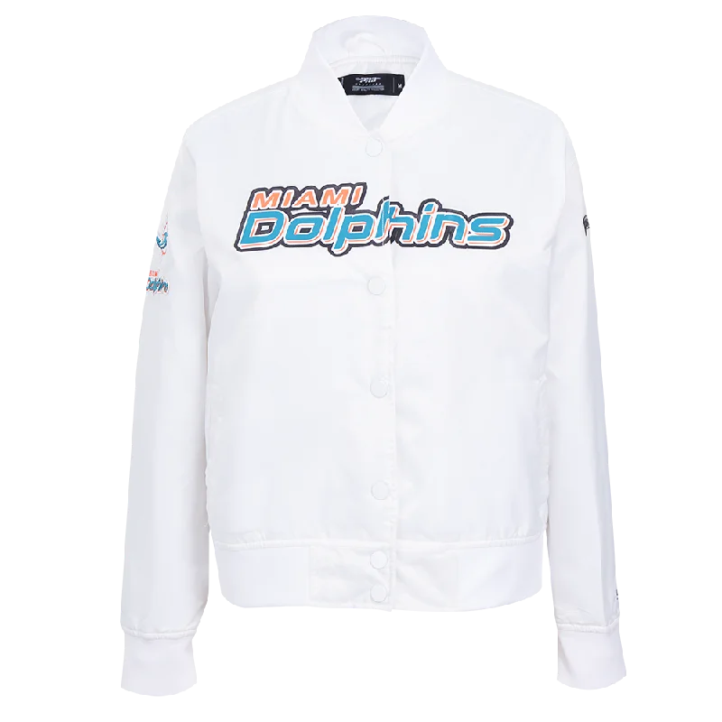 NFL MIAMI DOLPHINS CLASSIC WOMEN'S SATIN JACKET (WHITE) Refined Women's 