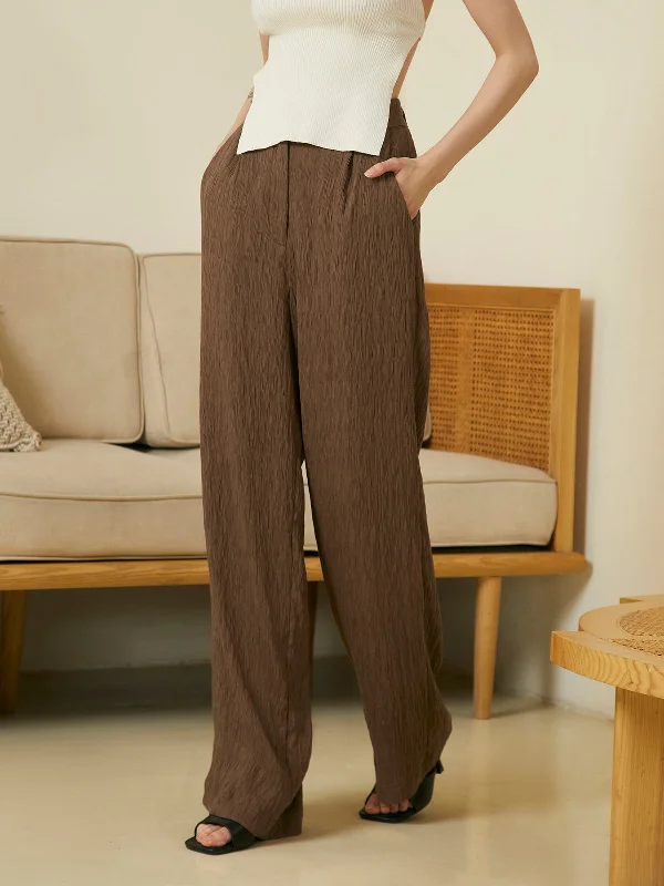 BerryBetty - Vintage Textured Wide Leg Pants