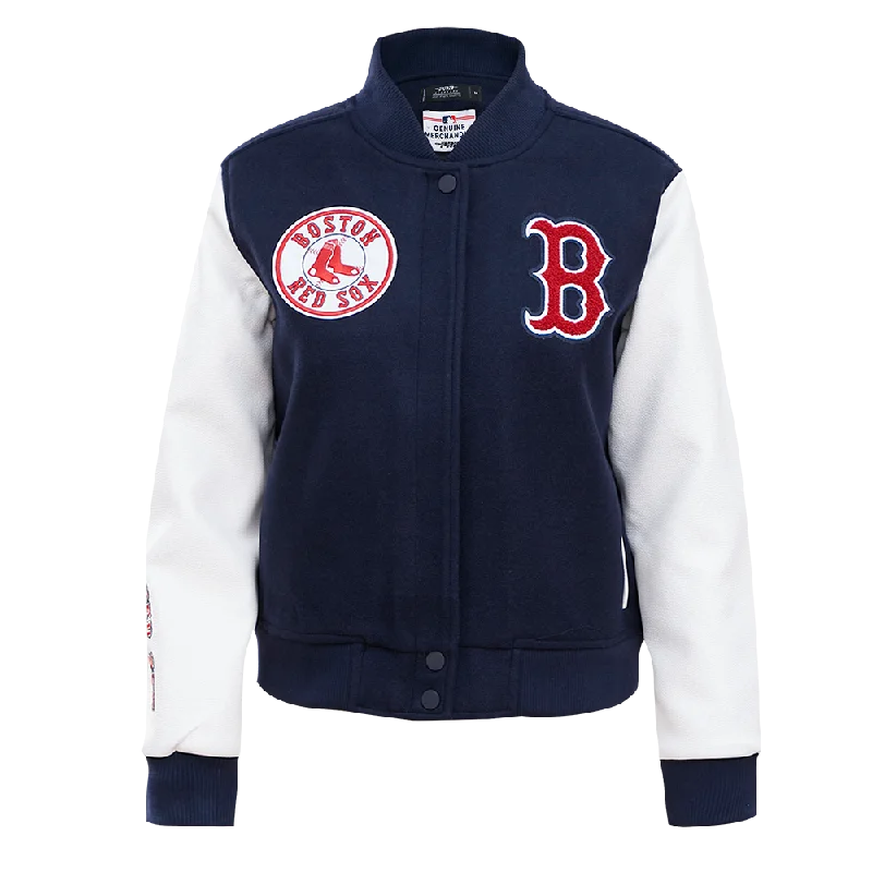 MLB BOSTON RED SOX WOOL WOMEN'S VARSITY JACKET (MIDNIGHT NAVY/WHITE)