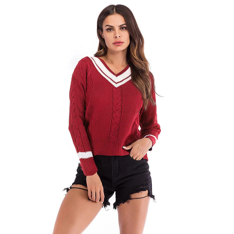 Pullover Thickened Red Knitted Bottoming Shirt Women Wholesale Vintage Women's 1970S Pullover Thickened Red Knitted Bottoming Shirt Women Wholesale Vintage Women's 1970S