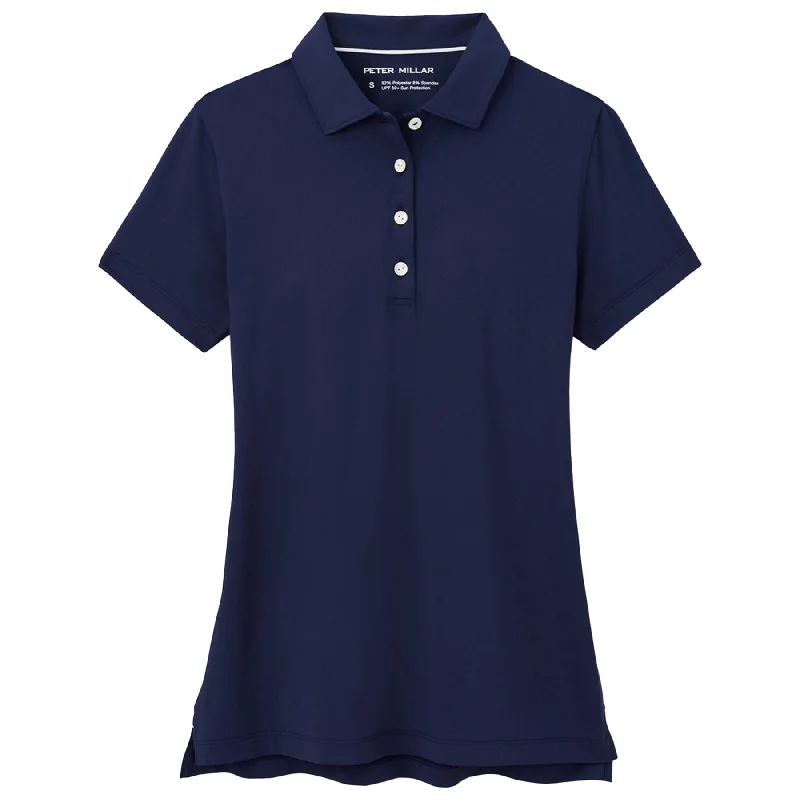 Womens Short Sleeve Button Polo Navy - 2025