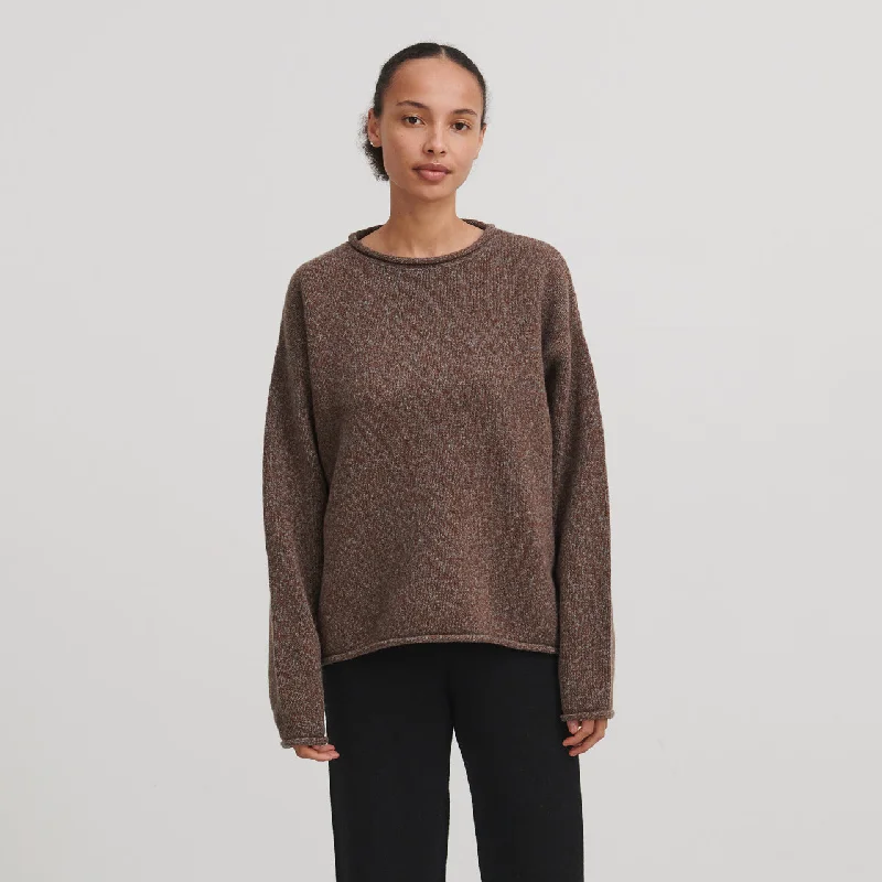 Women's Melange Sweater - 100% Lambswool - Charcoal/Amber (M) *Last Ones! Edgy Women's Punk