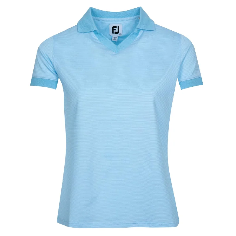 Womens Short Sleeve Open Collar Light Blue - AW24