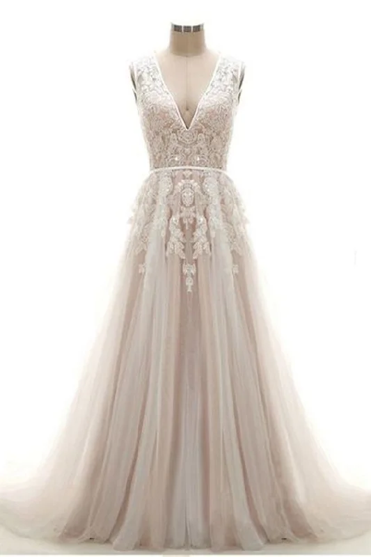 New design white flower lace appliques V neck long wedding dress, evening dress,PD45520 Artistic Women's Hand - painted New design white flower lace appliques V neck long wedding dress, evening dress,PD45520 Artistic Women's Hand - painted