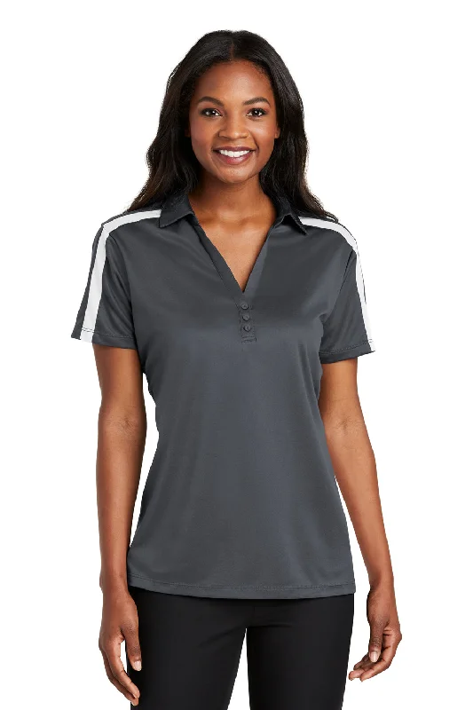 Port Authority Womens Silk Touch Performance Moisture Wicking Short Sleeve Polo Shirt - Steel Grey/White Youthful Women's Anime - inspired