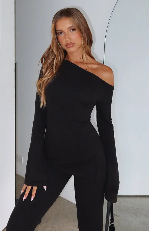 We'll Be Fine Long Sleeve Top Black Earthy Women's Hemp - based