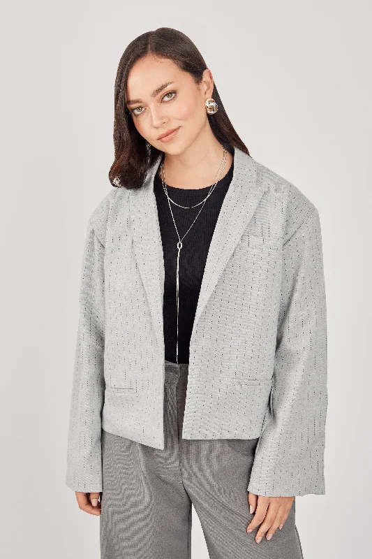 Blazer corto rayas - Gris Practical Women's Quick - dry