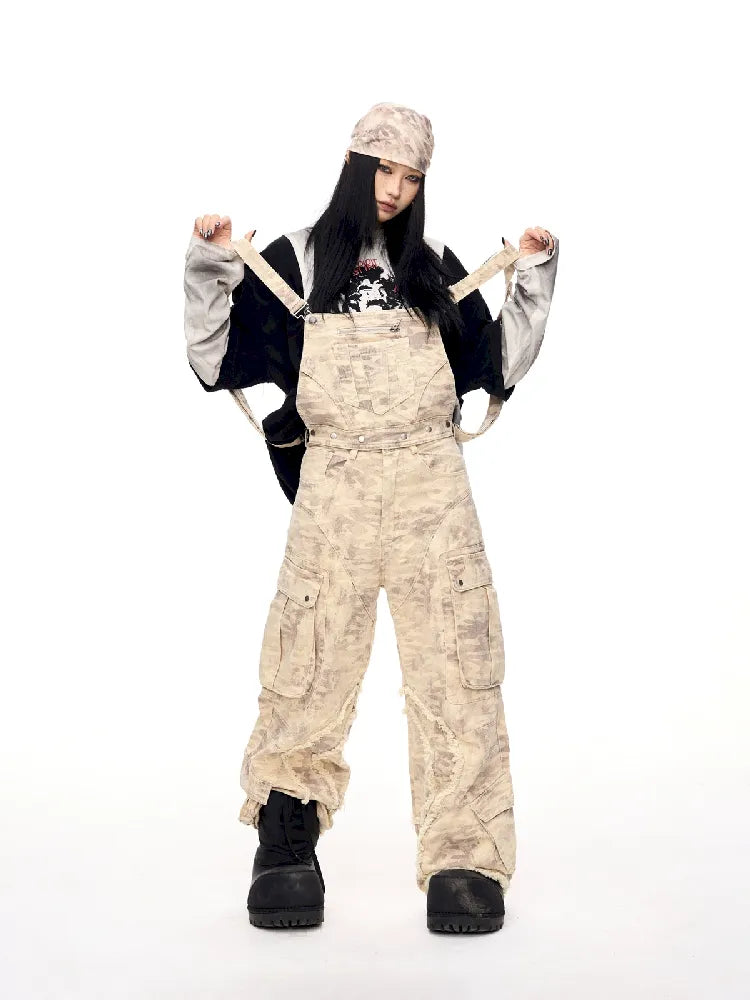 Multi-Pocket Raw Edge Workwear Bib Pants【s0000011367】 Confident Women's Power