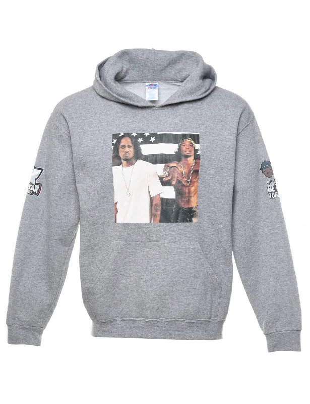 Grey 1990s Outkast Printed Hoodie - M