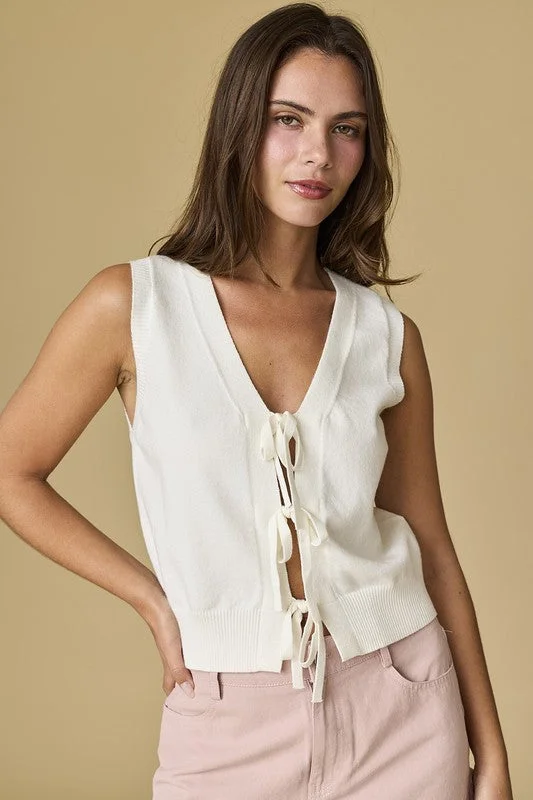 Bella Knit Front Tie Vest Top Practical Women's Multi - 