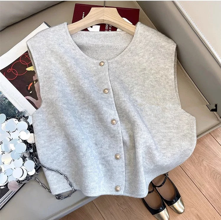 Solid color soft knitted vest for women fashion top S5005 Youthful Women's Anime - inspired Solid color soft knitted vest for women fashion top S5005 Youthful Women's Anime - inspired