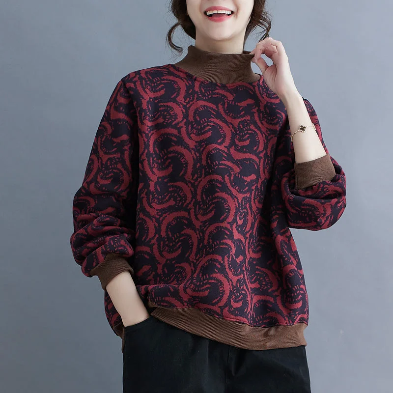 Babakud Women Winter Casual Loose Fit Artistic Printed Cotton Sweater Refined Women's Babakud Women Winter Casual Loose Fit Artistic Printed Cotton Sweater Refined Women's
