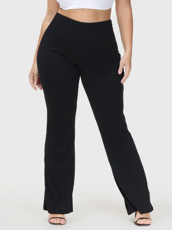 Casual High Waist Drop Flared Ribbed Pants Feminine Women's Style 