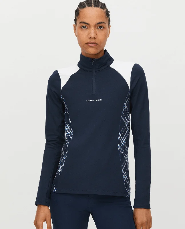 ROHNISCH Eira Thermal Top Large Check Navy Trendy Women's 